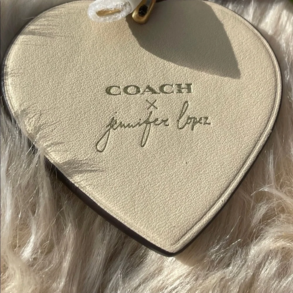 NWT COACH Signature Jennifer Lopez New York Skyline Leather Heart Bag Charm